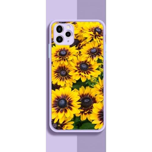Yellow Flower Small Daisy Sunflower Phone Case Purple Transparent Matte For IPhone 7 8 11 12 S Mini Pro X XS XR MAX Plus Cover