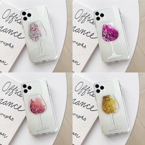 Red Wine Glass Liquid Phone Case For iPhone 12 Mini 11 Pro Max Glitter Soft Back Cover For iPhone X XR XS Max 6 6S 7 8 Plus