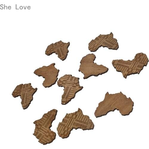 Chzimade 10pcs Wood Africa Map Shape DIY Scrapbook Party Supplies Crafts