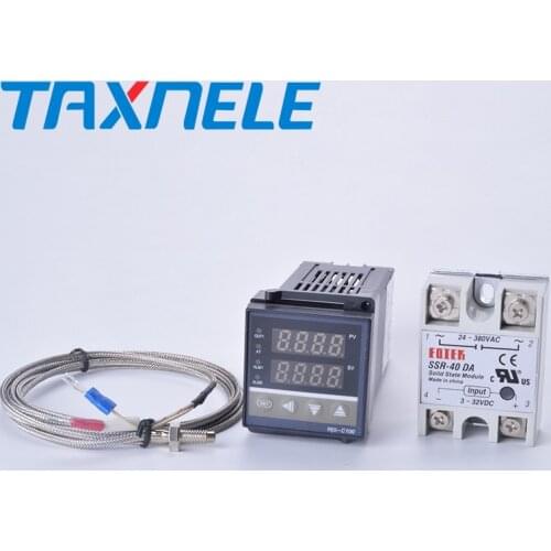 Digital Temperature Controller Thermostat REX-C100 + Max 40A SSR Relay + K Thermocouple Probe