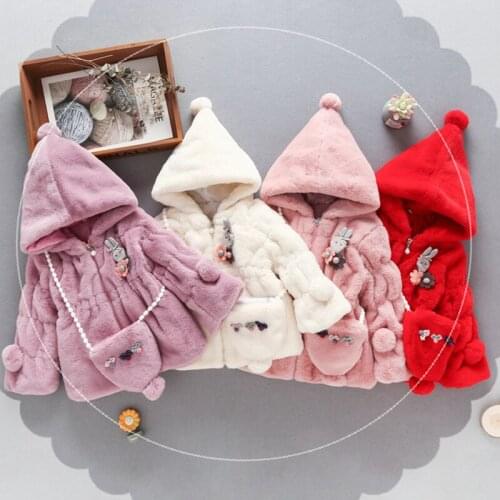 Baby Clothes 2021 Autumn Winter Thickened Warm Coat for Girls Newborn Toddler Kids Hoodied Jackets Christmas Costume 1-4Years