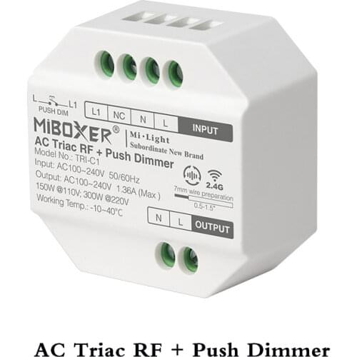 Mini AC Triac RF + Push Dimmer 110V 220V 2.4G RF Switch Set For Single Color Triac Dimmable led light Filament lamp Halogen lamp