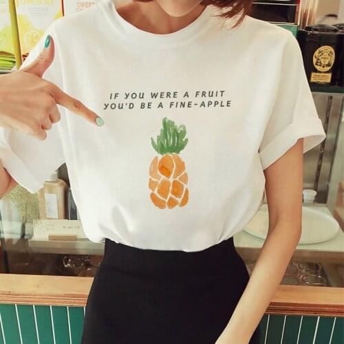 Short Sleeve tshirt Summer T-shirt Cartoon Tshirt 90s Girl T-shirt Fruit Pineapple Fun Harajuku Tshirt Women