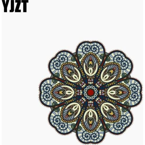 YJZT 11.3CM*11.4CM Personality Car Sticker Mandala Spiritual Indian Symbol Lotus Reflective Decal Motorcycle Accessories C1-7778