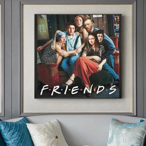 Funny Creativity Art Van Gogh Friends Canvas Painting Classic Portrait Poster Print Wall Art Pictures for Living Room Home Decor