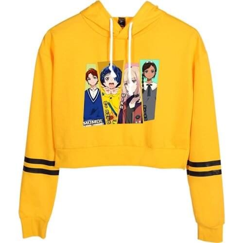 Girls Short Pullover Anime Wonder Egg Priority Ohto Ai Hoodie Long Sleeve Navel Cropped Hoodie Womens Casual Streetwear Funny