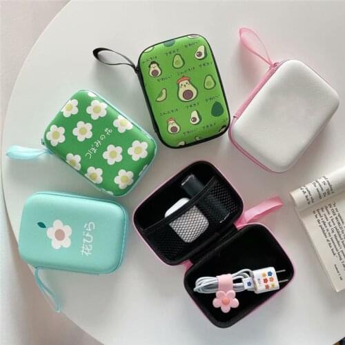 Cute Avocado Hard Headphone Case Earphone Case Box Storage Bag Protective USB Cable Organizer Portable Earphone Accessories