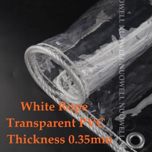 Customize Size 0.35mm Thicken Transparent PVC Tarpaulin White Rope Rainproof Tarp Super-perspective Garden Plant Truck Cover