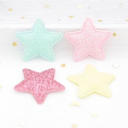 80Pcs 33mm Star Non-woven Patches Glitter Felt Appliques for Clothes Sewing Supplies Diy Headwear Hair Clips Crafts Ornament G21