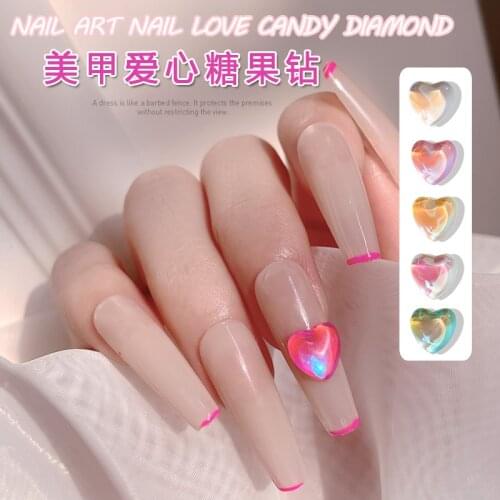 2021 New 10pcs/lot Japanese Nail Art nail Heart Candy Love Crystal Diamond Nail Decoration