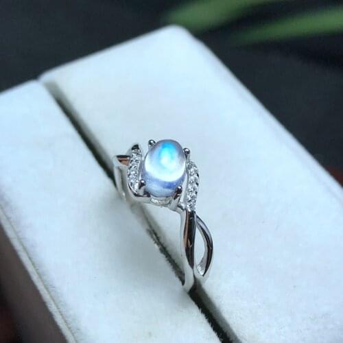 New elegant women ring moonstone gemstone ring 925 silver fine jewelry natural gem moonlight birthstone birthday party date gift