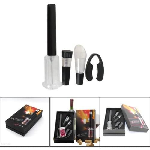 New Red Wine Bottle Opener Bottle Rocket 4 Pieces/Set With Gift Box Wine Opener Sets Easy Air Pump Pressure Corkscrew Tools
