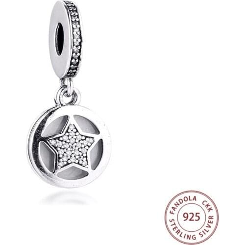 Wholesale 925 Sterling Silver Friendship Star Enamel & Clear CZ Dangle Charms Beads Fits Original Bracelet DIY Jewelry Making