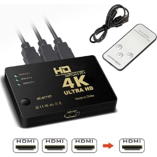 Switch 3 Port 4K*2K 1080P HDMI-compatible Switcher Selector 3x1 Splitter Box Ultra HD for HDTV Xbox PS3 PS4 Multimedia