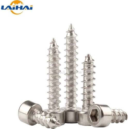 10/50pcs M2 M2.6 M3 M3.5 M4 304 A2-70 stainless steel Allen Hex Hexagon Socket Cap Head Self-tapping Screw Furniture Wood Screw
