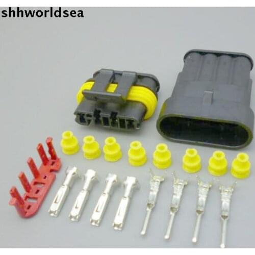 Shhworldsea 5/30/100set 4 Pin Waterproof Electrical Wire Connector male female Plug HID Automotive Marine auto socket