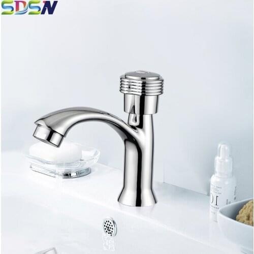 Single Cold Bathroom Faucet SDSN Electroplating Chrome Basin Sink Faucet Deck Mounted Single Cold Bathroom Basin Mixer Faucets