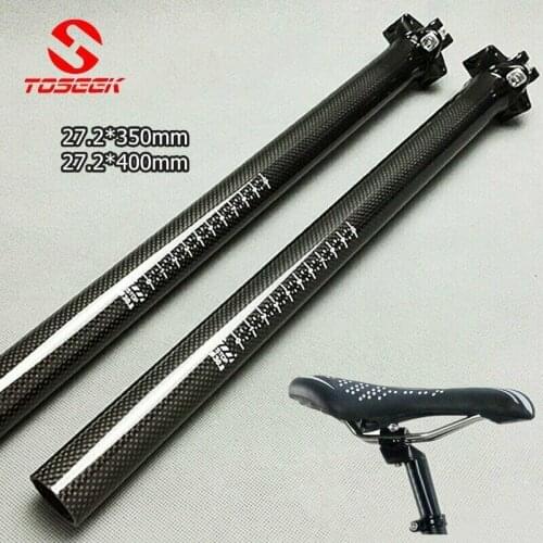 TOSEEK 27.2* 350/ 27.2*400mm Carbon Fiber Ultralight Seatpost MTB Road Bike Seat Post