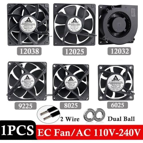 1pcs Gdstime AC 110V 115V 120V 220V 240V 2Pin Dual Ball Bearing EC Brushless Cooling Fan 80mm x 25mm 92mm 120mm 60