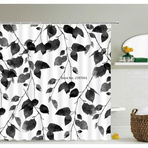 Waterproof Fabric Leaves Plant Flowers Shower Curtains Bathroom Large 240X180 3D Printed Decoration Shower Curtain Bath Screen