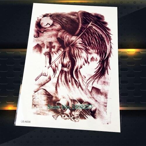 Evil Death Black Angel Wings Waterproof Tattoo Body Art Arm Sleeve Tattoo PQS36 Dark Knight Warrior Designs Fake Removable Tatoo