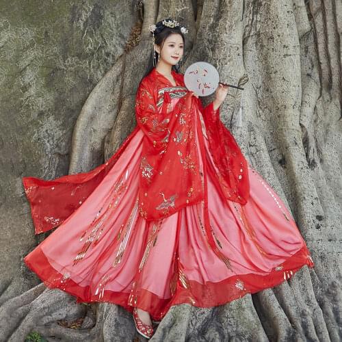 XinHuaEase Hanfu Fairy Chinese Dresses Traditional Womens Dance Costumes Cosplay Female Princess Clothing Large Plus Size Red