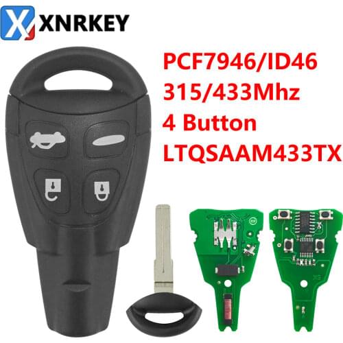 4 Button Remote Control Key Smart Car Key Fob 433MHZ LTQSAAM433TX with Uncut Blade For Saab 93 95 9-3