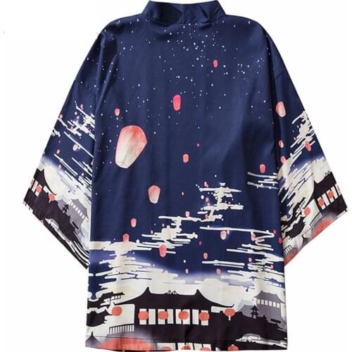 Japanese Kimono Jackets Tian Guan Ci Fu Chinese Style Harajuku Mens Jacket Streetwear Summer Thin Kimono Haori For Women CS558