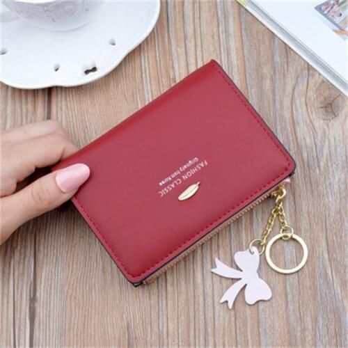 Women Wallet Short Fashion Design Leaves Card Holder High Quality PU Student Coin Purse Simple Zipper Money Bag Wallets Women