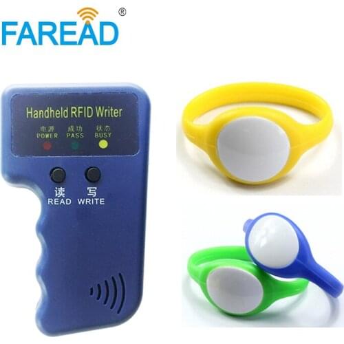 1pc RFID keyfob copier + x100pcs Free shipping 125khz TK4100/EM4100 /EM4305/T5577 RFID Wristband For wimming pool, cooling store
