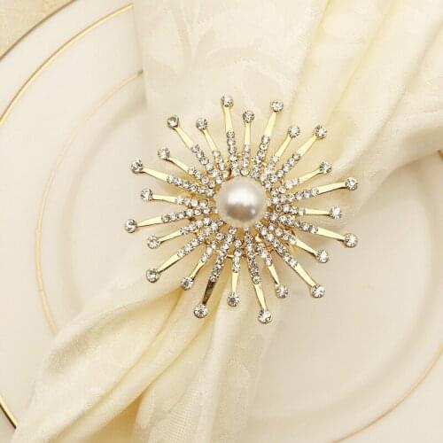 12pcs/lot new hotel appliance napkin ring high-end Pearl inlaid dinner buckle ring