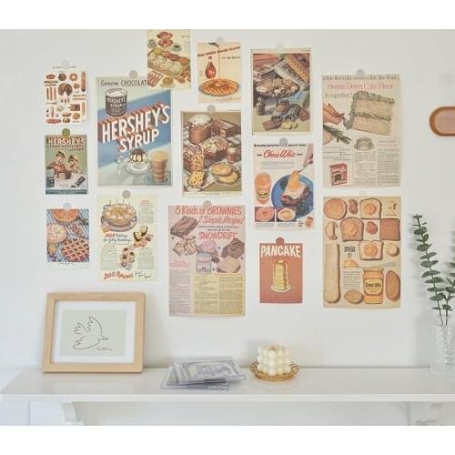 14 Sheets Candy Cake Postcard Set Art English Cute Decorative Card Creative Diy Background Wall Sticker Photo Props
