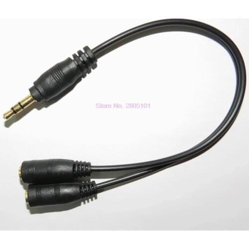 2000pcs 3.5mm Jack 1 in 2 Couples Sudio Line Earbud Headset Y Splitter Cable Headphone Earphone Adapter For Tablet Phone MP3 MP4