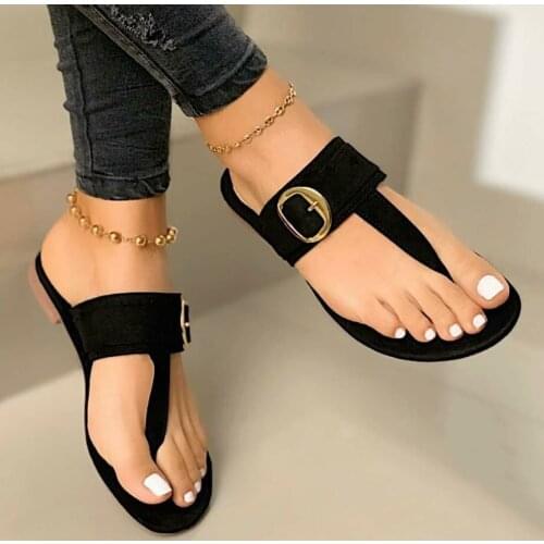 2020 new women summer slippers fashion flip flops buckle women shoes solid casual beach outdoor ladies plus size slippers