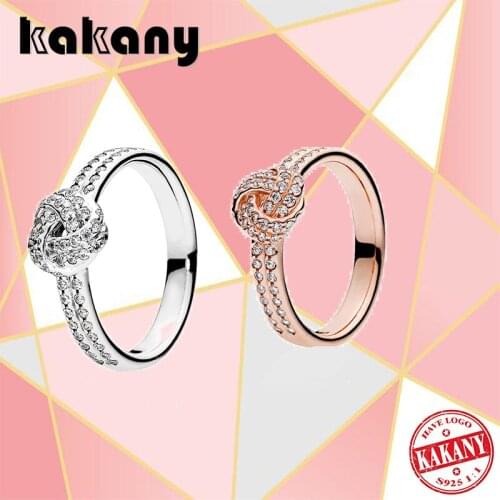 2021 New Fashion 100% S925 Sterling Silver White Love Knot Ring Original Diy Jewelry Suitable For Romantic Gifts For Women