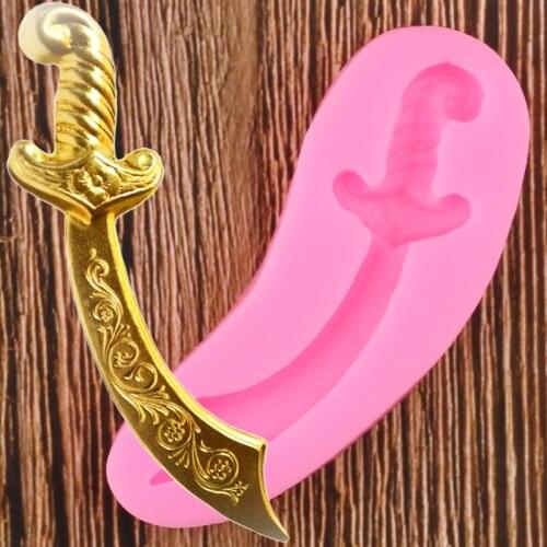 3D Sword Border Silicone Molds DIY Baby Party Cupcake Topper Fondant Cake Decorating Tools Chocolate Candy Polymer Clay Moulds