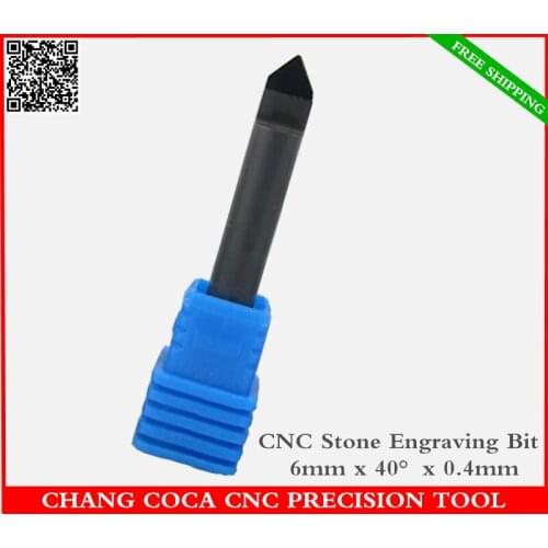 6mm*40degrees*0.4mm,Freeshipping CNC solid carbide End Mill,tungsten stone engraving bit,marble cutter,High hardness for stone