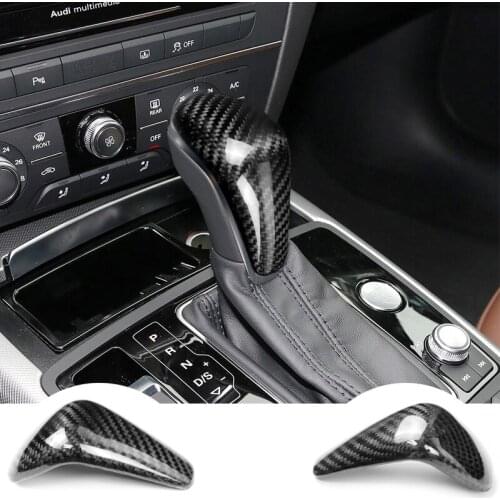 Car Gear Shift Knob Cover Carbon Fiber For Audi A6 2016 2017 2018/A7 2015 2016 2017 2018 Auto Decoration Car Styling accessories