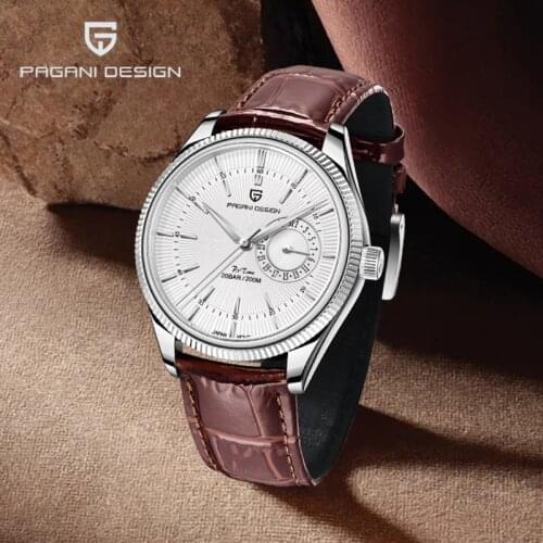 PAGANI DESIGN Japan Leather VH65 Movement Mens Watch 2021 New Men 200M Diving Quartz Wrist Watch Business Luminous Reloj Hombre