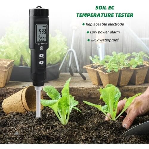 Digital Soil Tester 2 IN 1 EC Temp Meter Plant Soil Salinity Conductivity Tester Garden Flower Soil Measure Analysis Instrument
