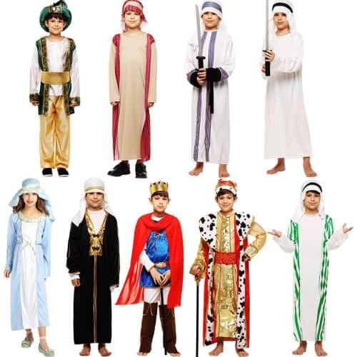 Kids Boys Girls Arab Princess Costume Children Egypt Cosplay Halloween party India Arabic Prince Caesar Fancy dress clothing