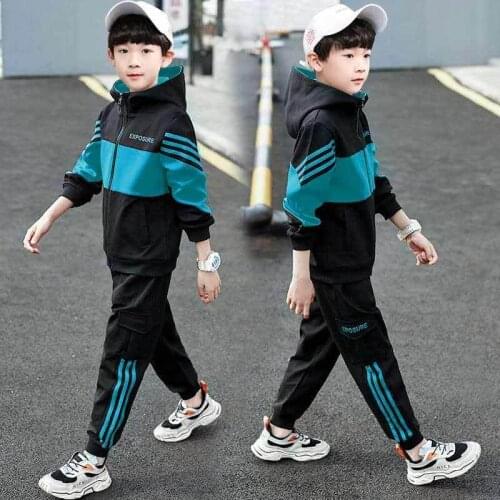 2021 Children Boys Clothing Set Patchwork Sport Jackets Long Sleeve Pullover Tracksuit Outfits Clothes Kids Suits 4- 12 Years