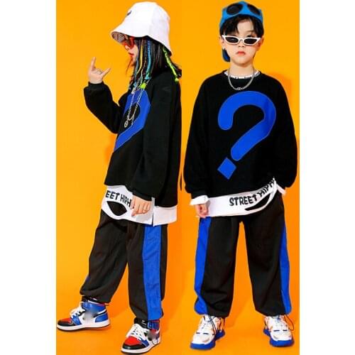 Kids Long Sleeved Sweater Hiphop Pants Suit Casual Sweatshirt Jazz Dance Costumes Hip Hop Clothing Practice Rave Clothes DQS7935