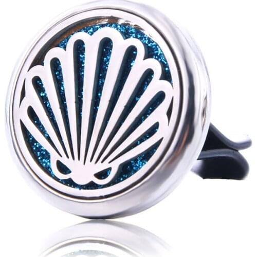 Scallop Car Air Diffuser Stainless Steel Vent Freshener Car Essential Oil Diffuser Perfume Aromatherapy Necklace Open Locket