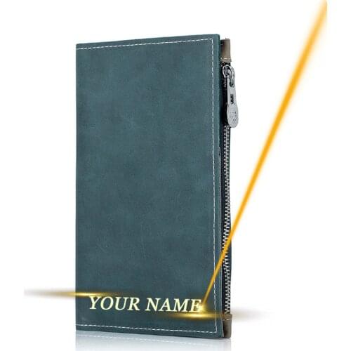 Engraved Men Women Genuine Leather Travel Passport Wallet Snap Fastener Coin Purse Zipper Lady Hasp ID Bank Card Holder Bag