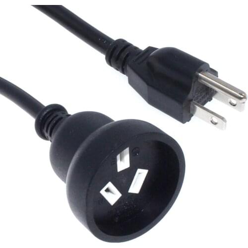 NEMA 5-15P Plug To AU Socket 3G0.824mm Copper Extension Cable, US 3 Pin Male To SAA Australia Female Power Cord 1m/3.3ft
