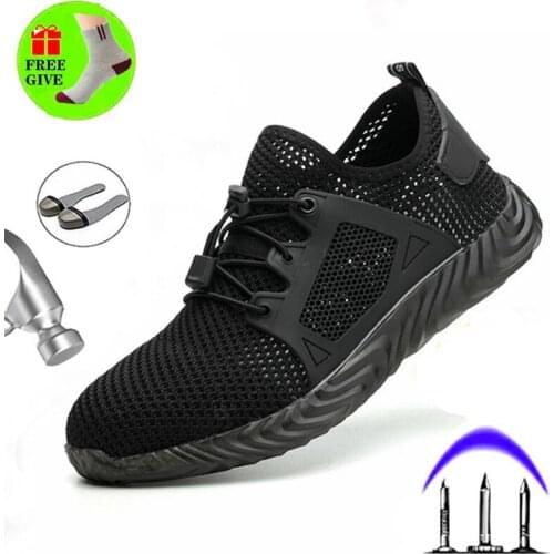 Men safety shoes with metal toe indestructible ryder shoe work boots with steel toe dwaterproof water breathable sneakers work s