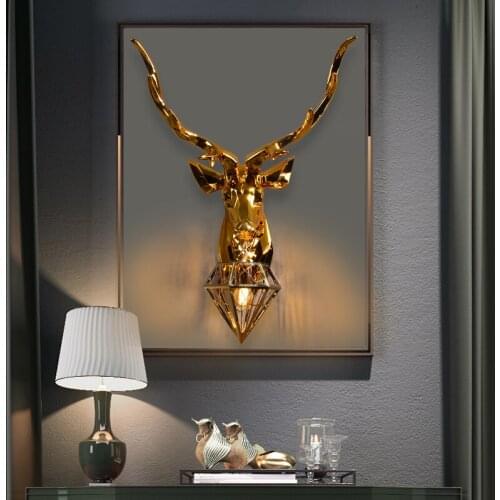Nordic Lucky Antler Wall Lamp Creative Wall Lamp Deer Lamp Bedroom Antler Kitchen Wall Lamp Home Background Wall Decoration
