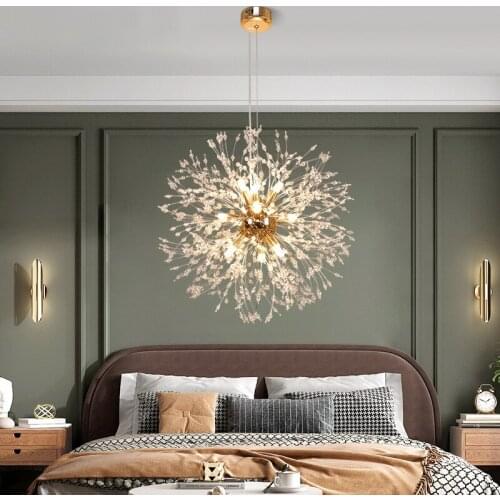 2021 new Modern Crystal Dandelion Chandelier Lighting Pendant Lamp For Living Room Dining Room Home Decoration Qyartistry