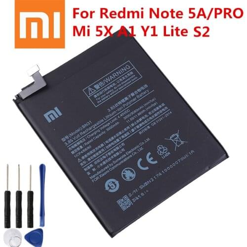 Original XIAOMI BN31 Replacement Battery For Xiaomi Mi 5X Mi5X A1 MiA1 Redmi Note 5A Redmi Y1 Lite S2 Y2 Phone Batteries 3080mAh
